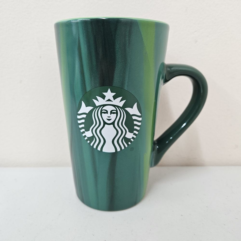 2022 Starbucks Multicolor Green Brushstroke Vertical Stripe Mug 16 Oz